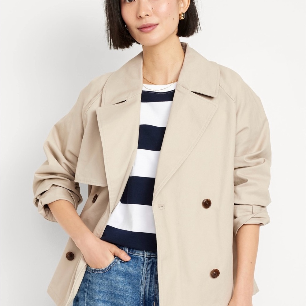 NWT Oversized Double-Breasted Short Trench Coat